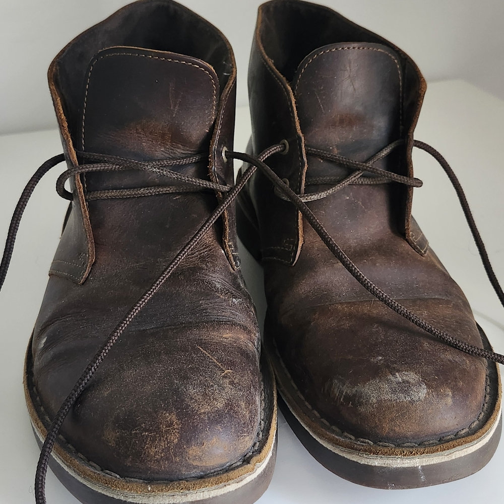 Clarks Buscacre Mens Size 10.5 Chukka Desert Boots Brown Leather